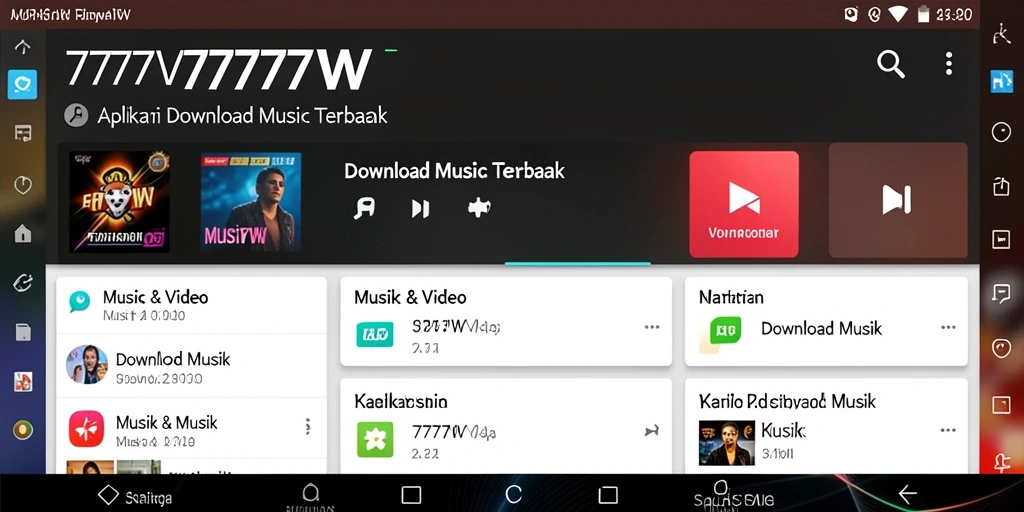 Antarmuka aplikasi Download Musik 7777W yang intuitif dan menarik.