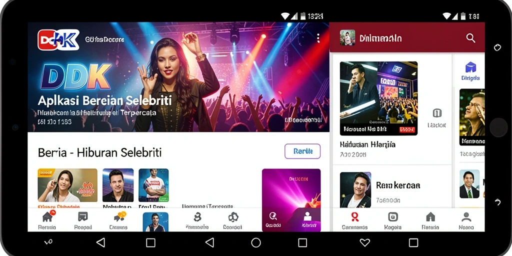 Antarmuka DKK menampilkan berita terkini tentang selebriti dengan jelas.
