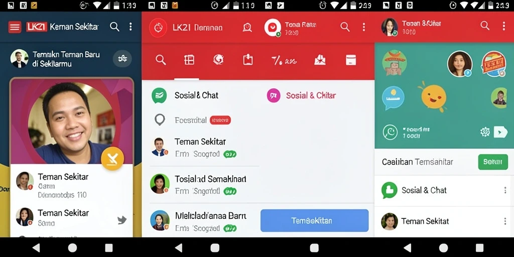 Antarmuka LK21 yang menampilkan pencarian teman sekitar.