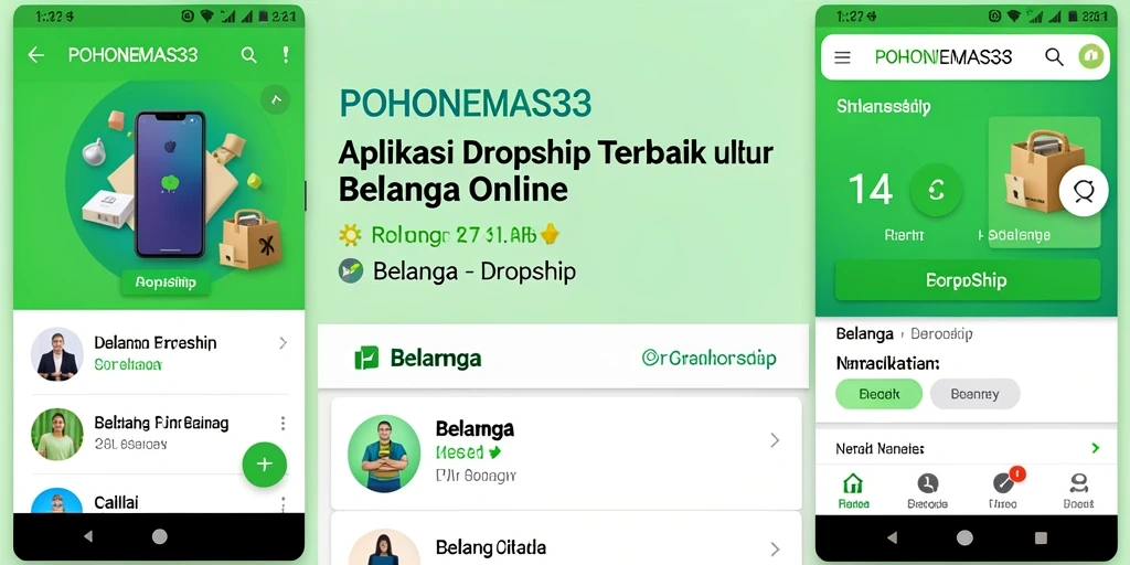 Tampilan antarmuka aplikasi POHONEMAS33 untuk Dropship yang user-friendly.