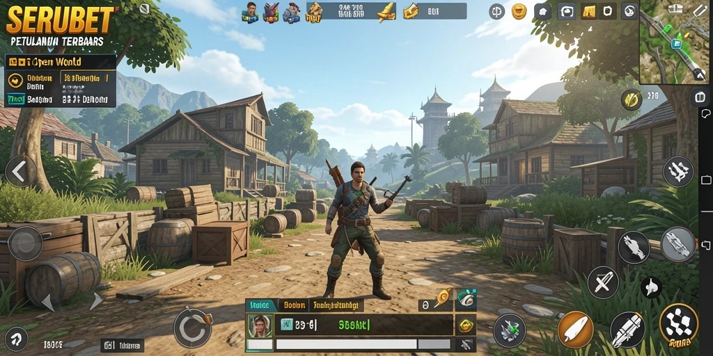 Tampilan antarmuka menarik dari <strong>SERUBET</strong> dalam lingkungan Open World.