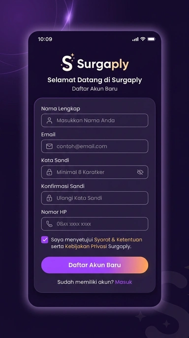 Panduan Membuat Akun Baru Surgaply Untuk Pengguna Android